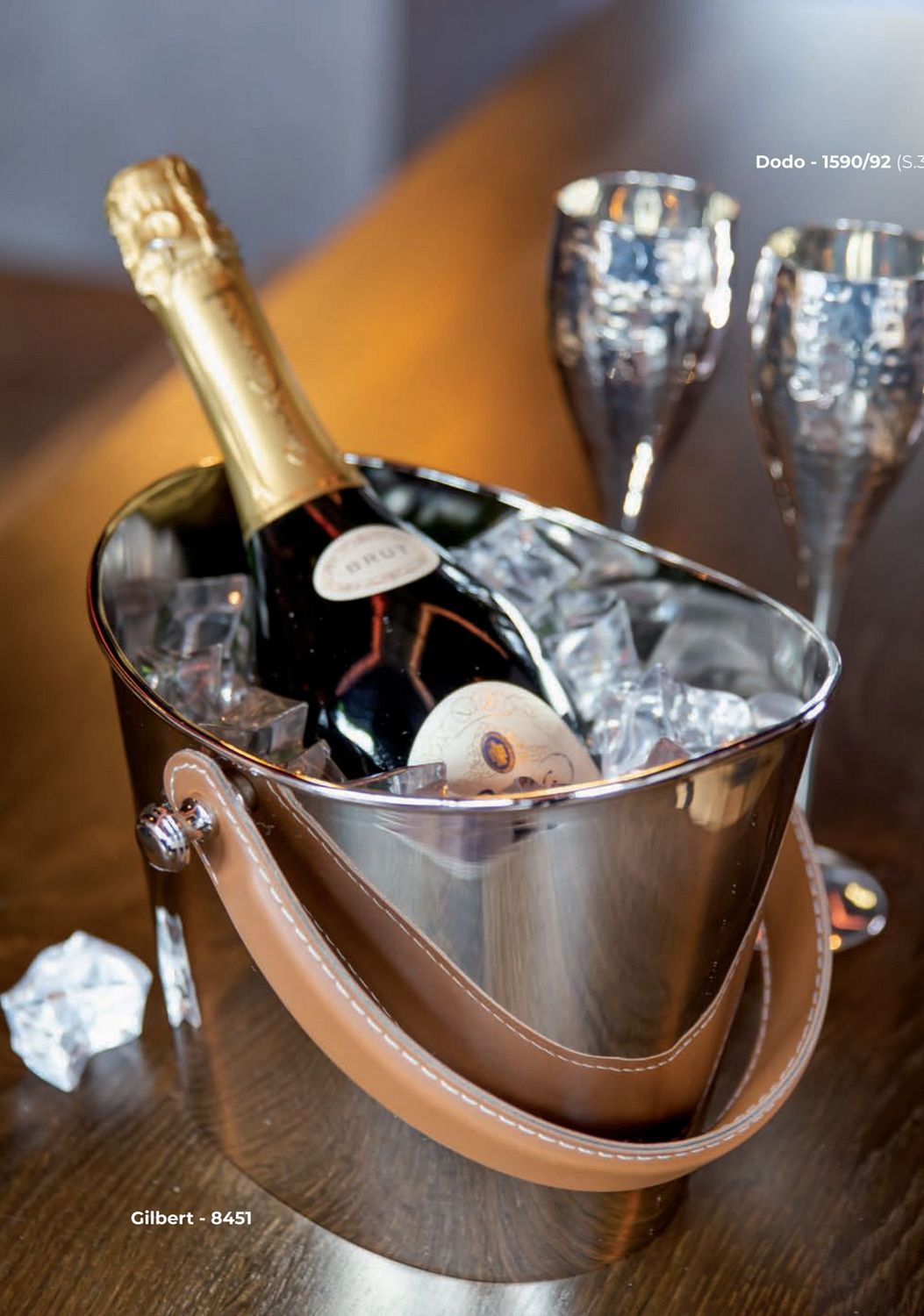 Luxe ijsemmer met lederen handvat