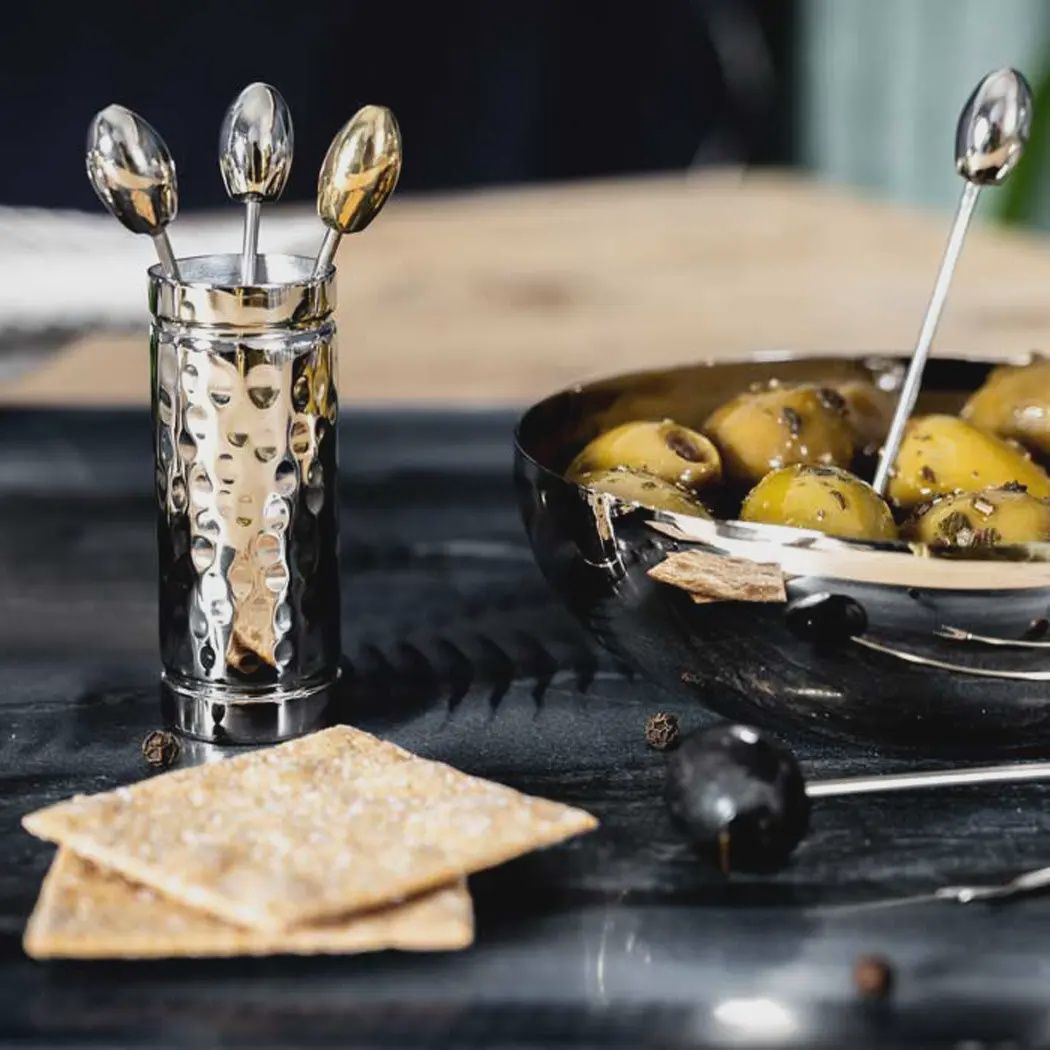 Aperoset met 6 prikkers (goud en zilverkleurig)