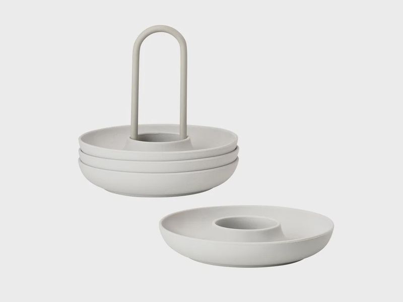 "Singles" set van 4 eierdopjes in een rekje