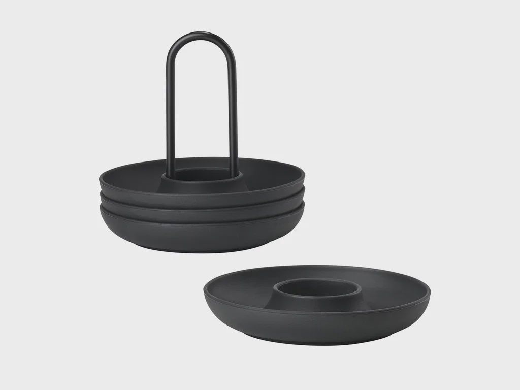 "Singles" set van 4 eierdopjes in een rekje, Colour: zwart