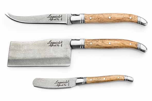 Set van 3 kaasmessen - eikenhout stone wash