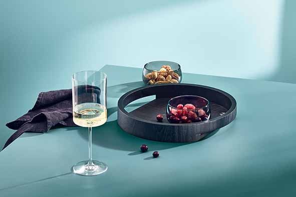 Dienblad "Aura" rond, zwart essenhout