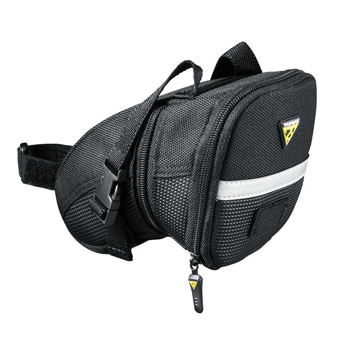 TOPEAK AERO LARGE WEDGE W/STRAP, Colour: Black, Size: Large
