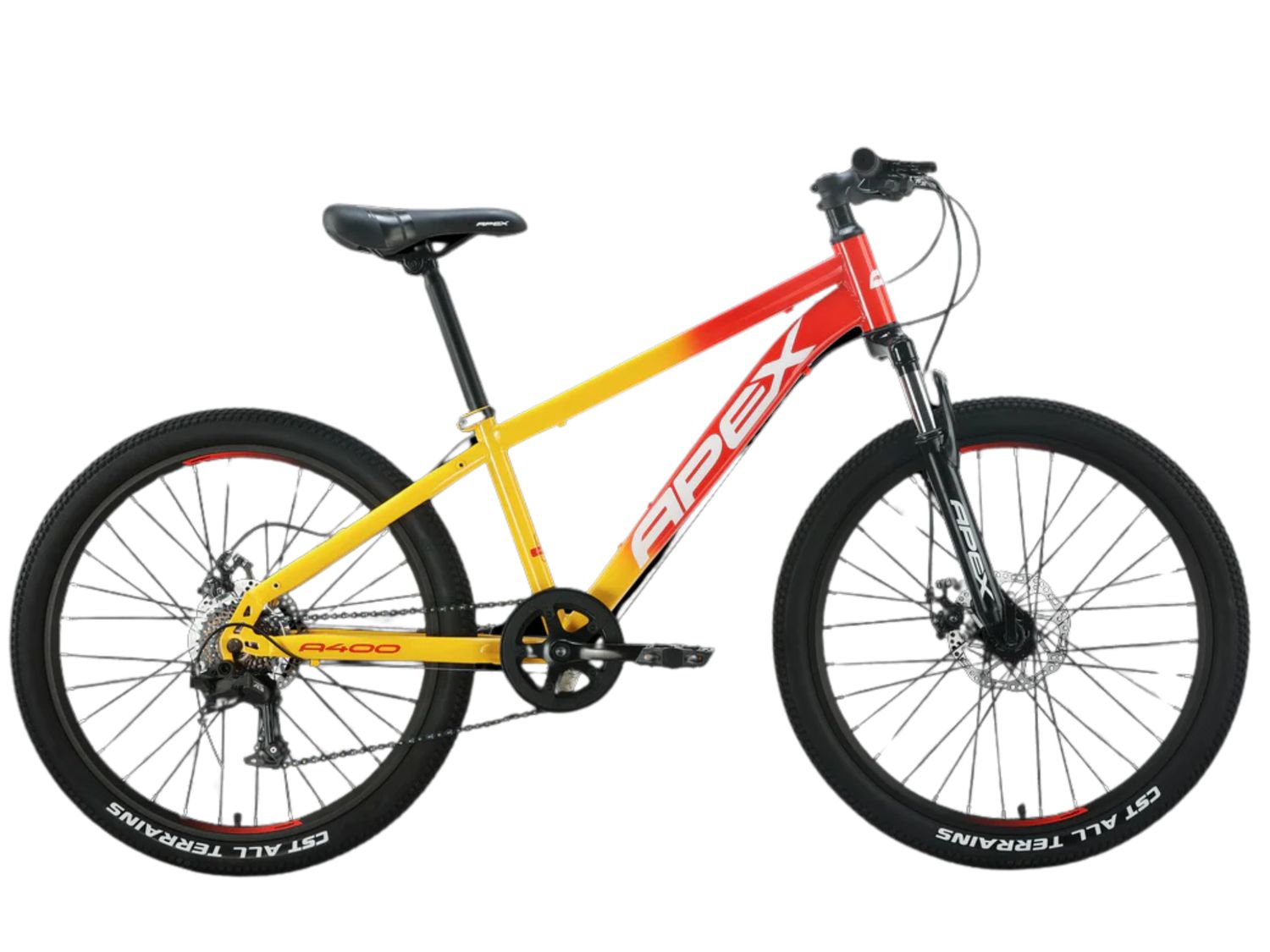 APEX A400  24&quot; MTB BOYS, Size: ONE SIZE, Colour: RED/YELLOW
