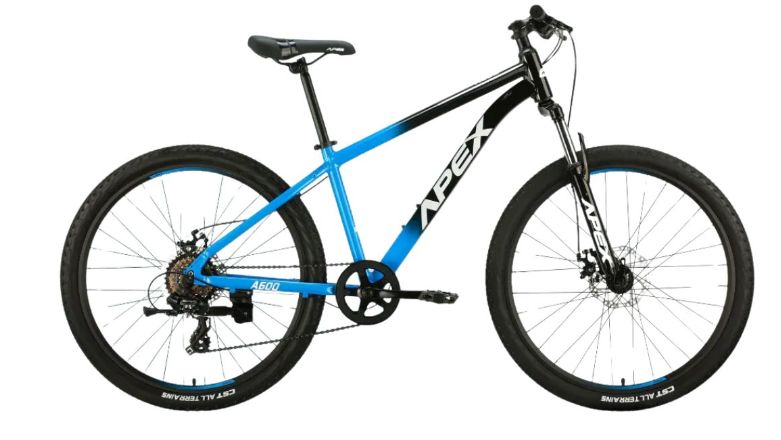 APEX A600 26" ALLOY MTB MENS, Colour: Black/Blue, Size: X Small