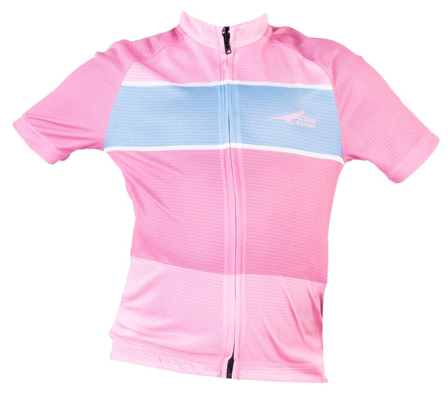 GIRLS JUNIOR CYCLING JERSEY, Colour: PINK PASTE, Size: 9-10