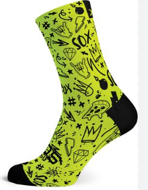 SOX FLUO DOODLE SOCKS, Size: UK 12-3