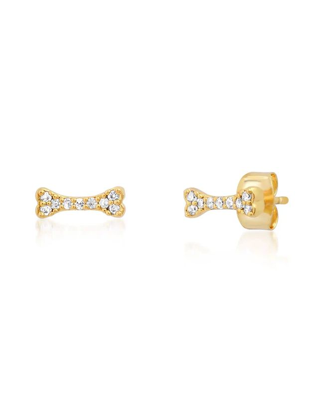 CZ Dog Bone Stud Earrings