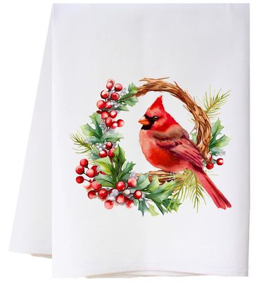 Cardinal and Berries Floursack Towel