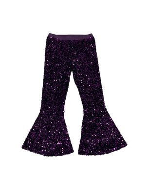 Purple Sequin Bell Bottom Pants
