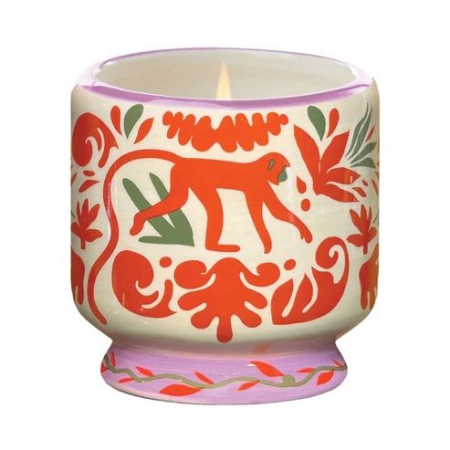 8 oz Handpainted &quot;Jungle&quot; Ceramic - Coconut &amp; Amber