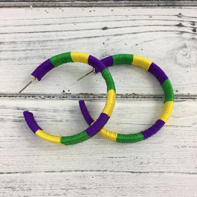 Mardi Gras Hoop Earrings