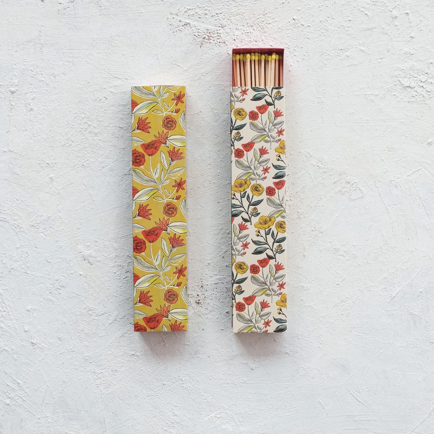 Safety Fireplace Matches in Matchbox, Color: White Floral