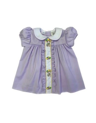 Puppy and King Cake Purple Gingham Molly Dress, Size: 6M