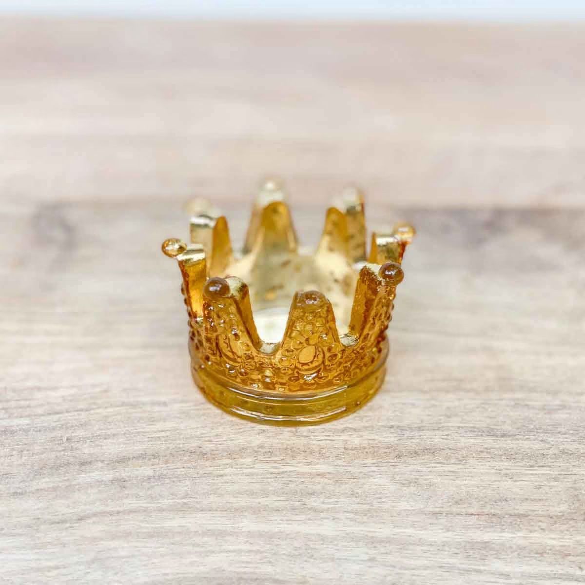 Crown Glass Votive Candle Holder, Color: Gold