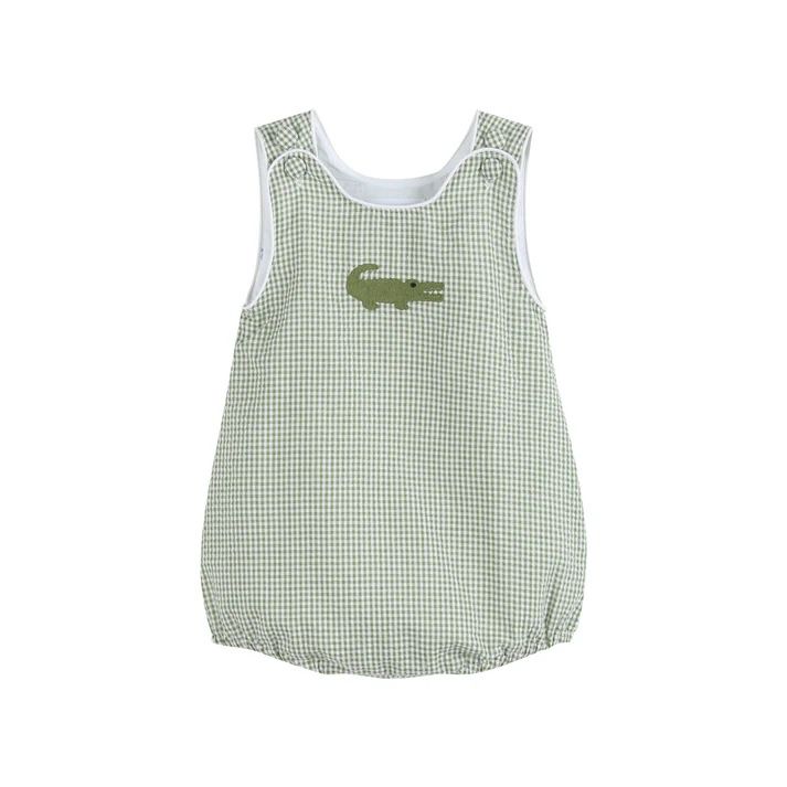 Green Gingham Alligator Bubble, Size: 3-6M