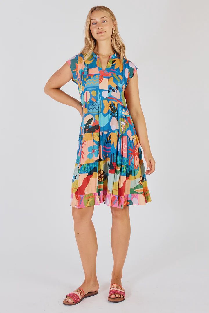 Solana Tiered Dress - Ocean