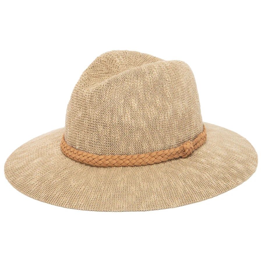 Women&#39;s Knit Fedora With Braided Faux Suede Trim