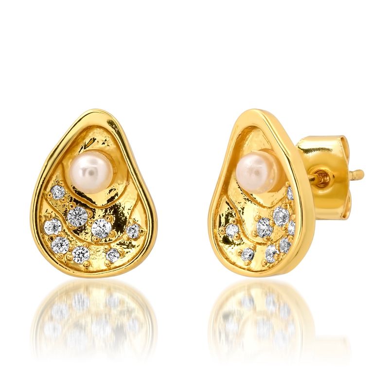Oyster Shells with Pearl Studs