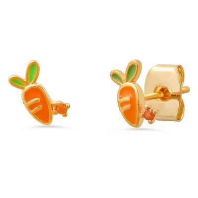 Carrot Post Earrings with Enamel