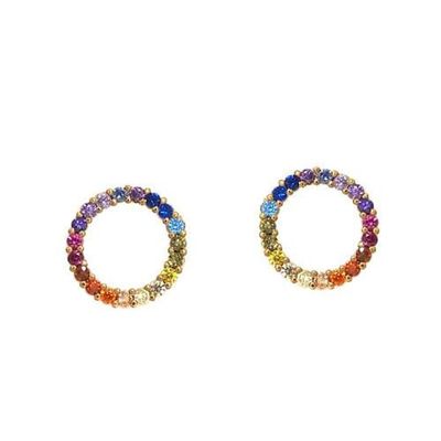 Rainbow  Open Circle Stud Earrings