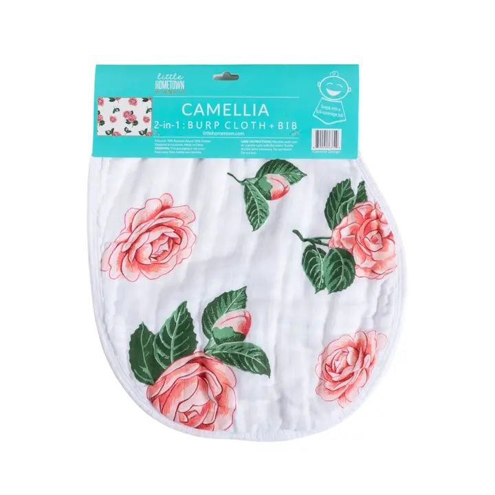 Camellia Bib and Burp Cloth