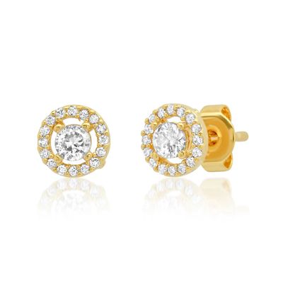 CZ Studs with Pave Halo