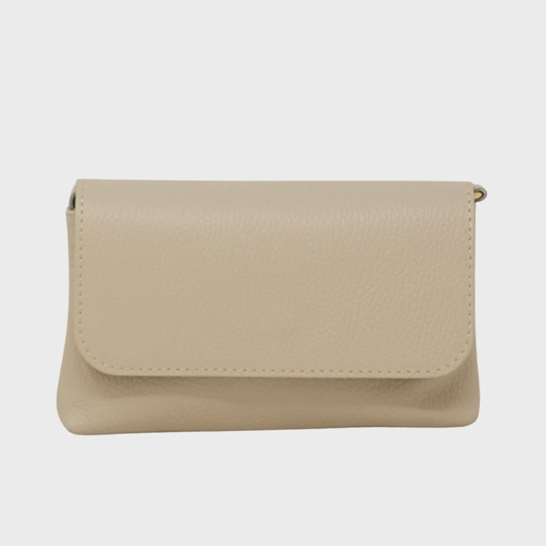 German Fuentes Italian Leather Crossbody Clutch, Color: Beige