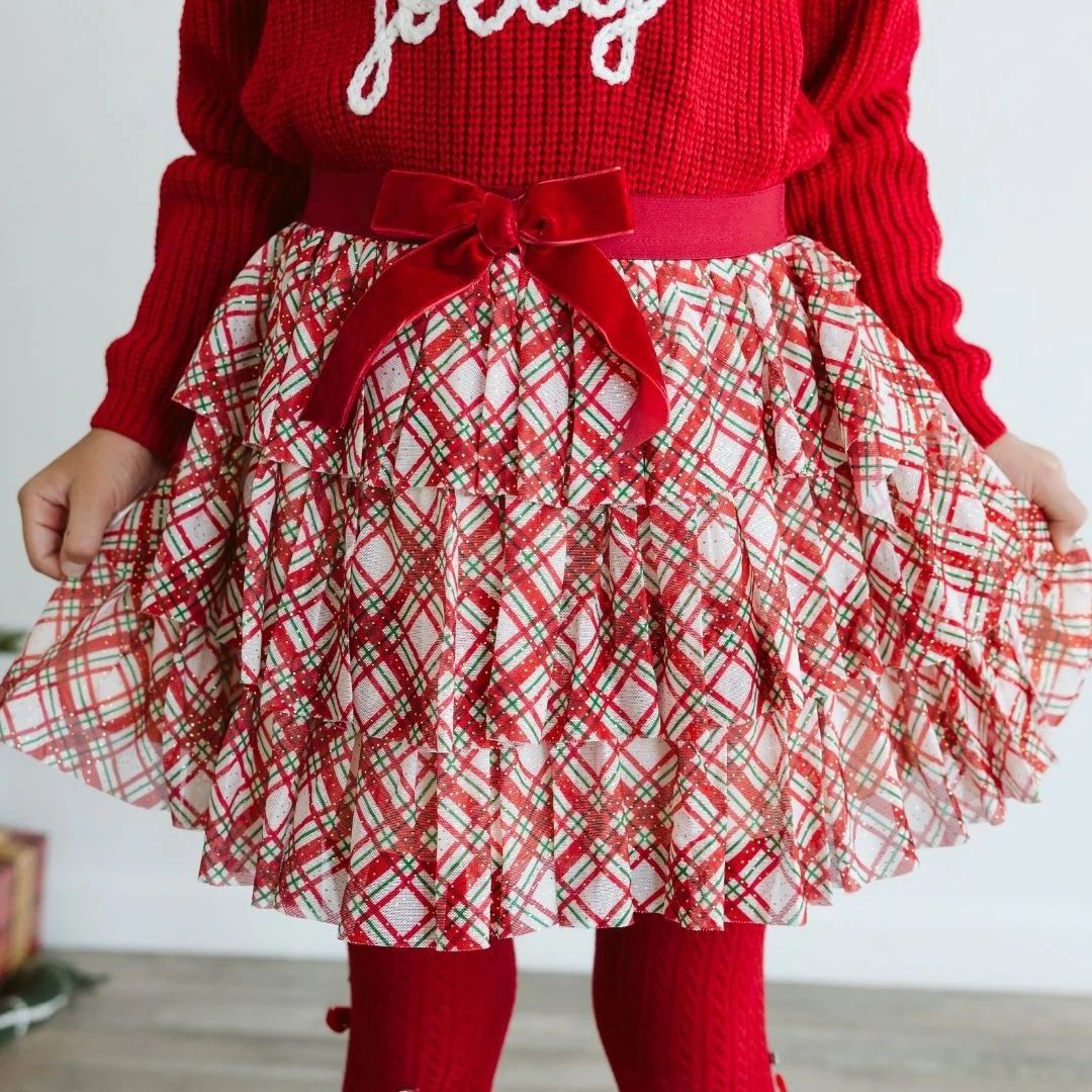Christmas Plaid Tiered Tutu/Skirt, Size: 0 - 12M