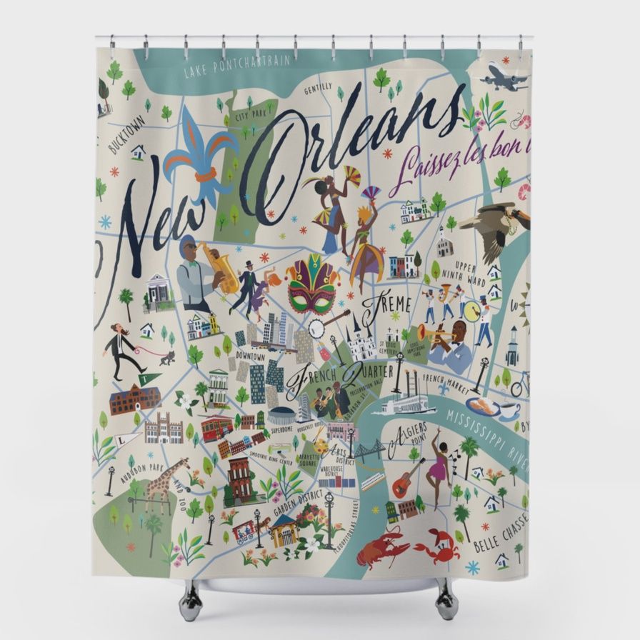 New Orleans Map Shower Curtain
