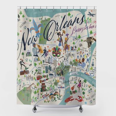 New Orleans Map Shower Curtain