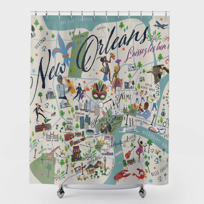 New Orleans Map Shower Curtain