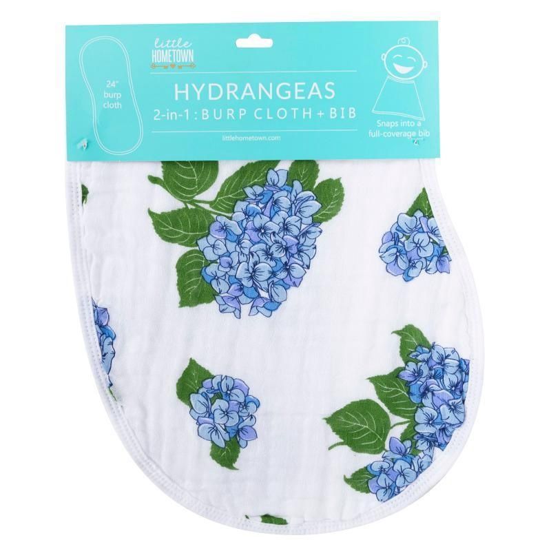Hydrangeas Bib and Burp Cloth, Design: Hydrangea