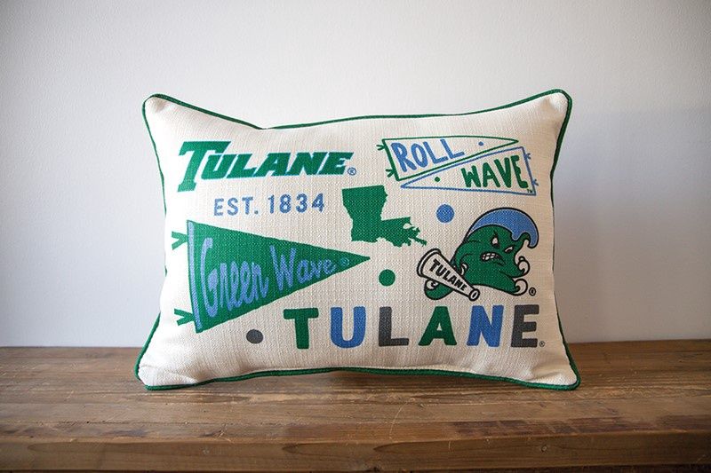 Tulane Collegiate Cluster Pillow Green Piping