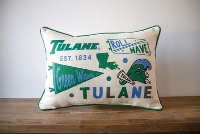 Tulane Collegiate Cluster Pillow Green Piping