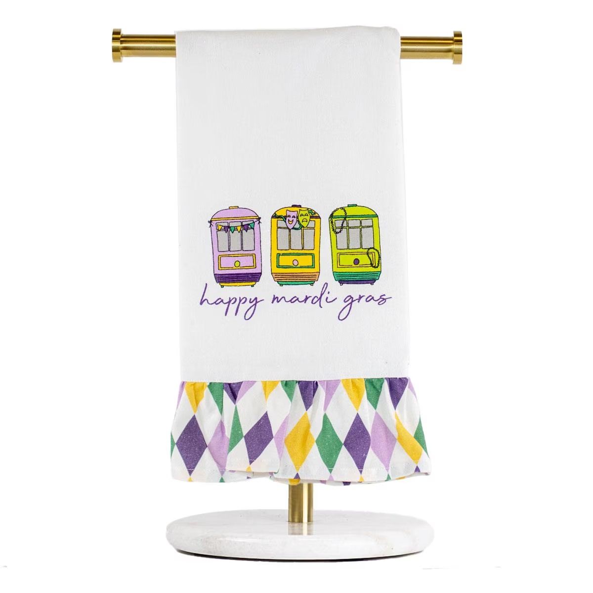 Mardi Gras Streetcar Ruffle Hand Towel