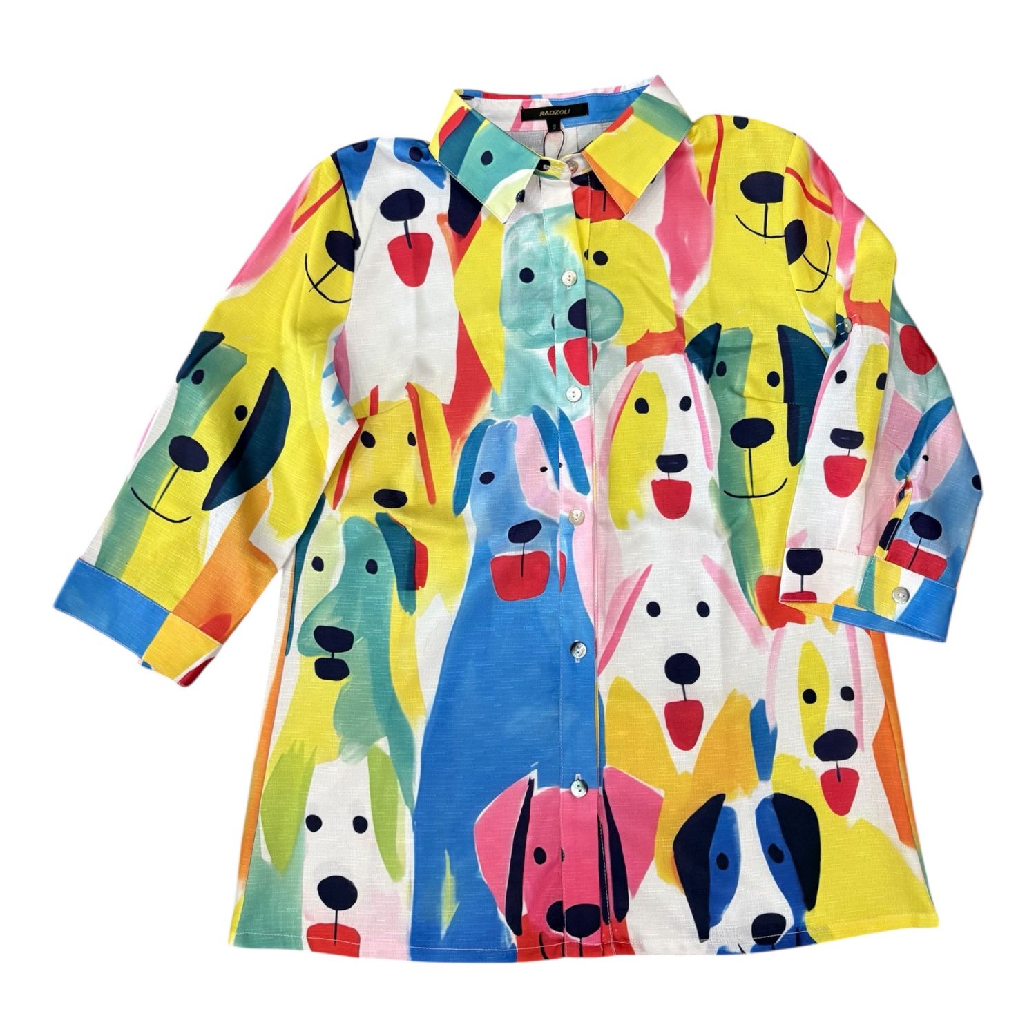 Dog Print 3/4 Length Sleeve Blouse