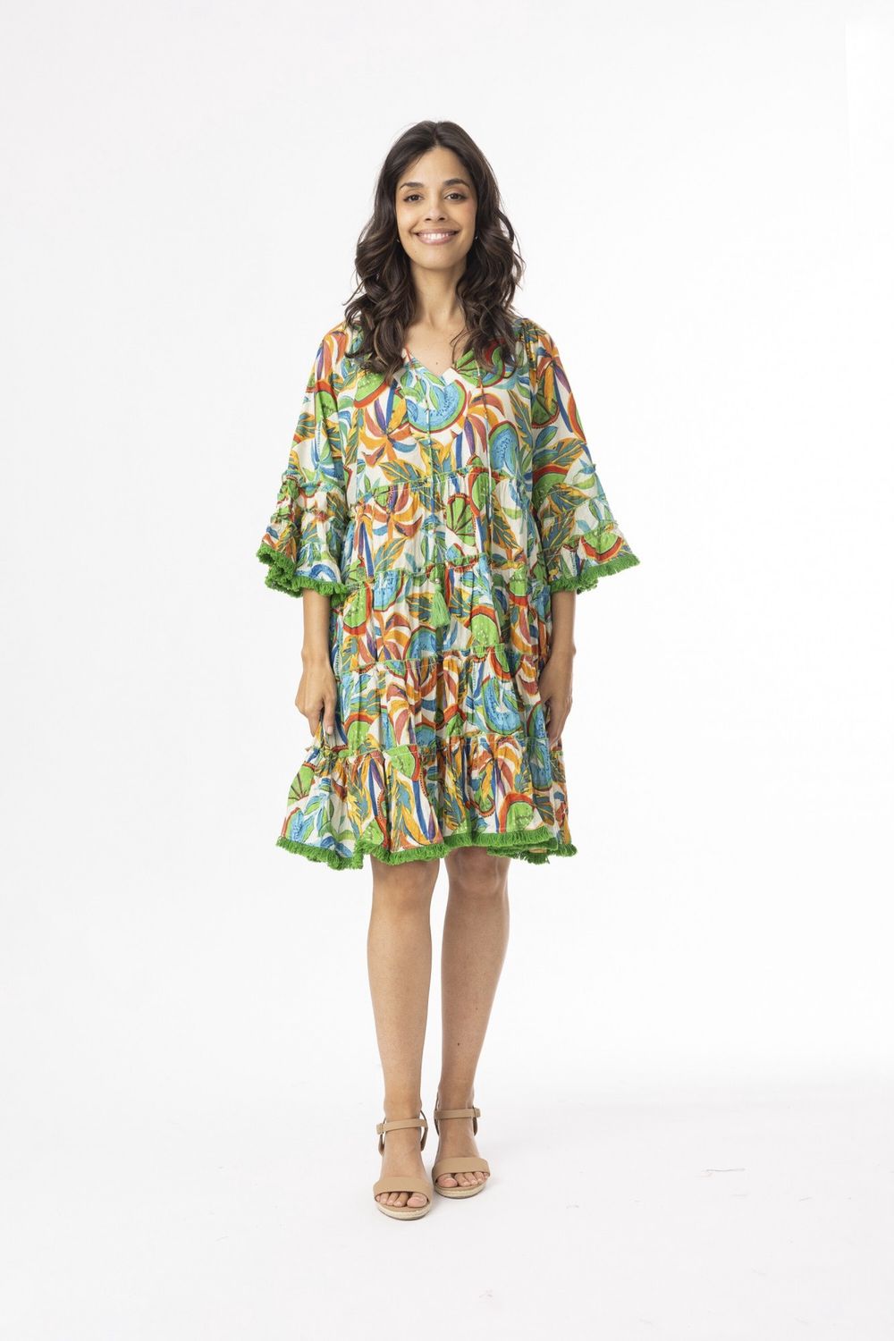Curacao Dress Layers Frill Sleeve, Size: X-Small