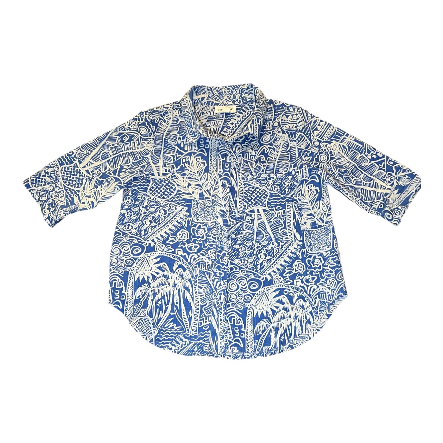 Aksharay Blouse, Color: Blue, Size: X-Small