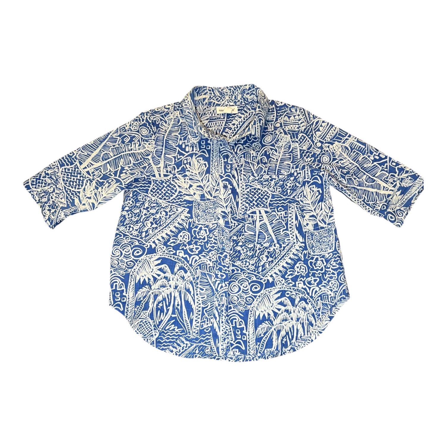 Aksharay Blouse, Color: Blue, Size: X-Small