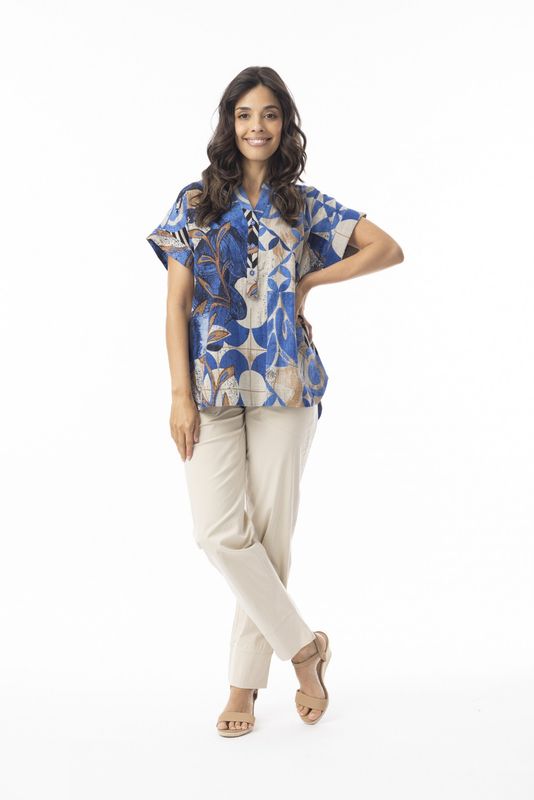 Wyndham Round Neckline Placket Top