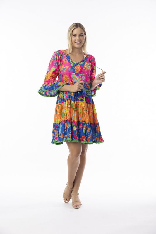 Miraflores Dress Frill Sleeve Tiered Dress