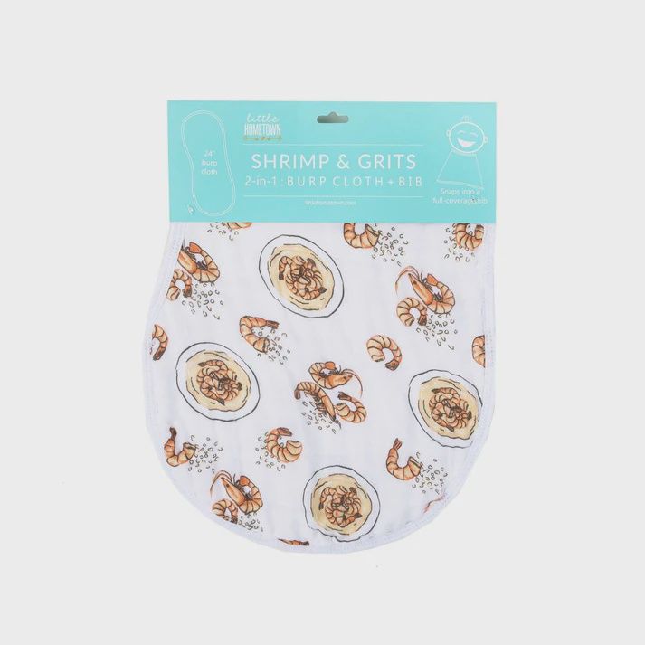 Shrimp &amp; Grits Bib and Burp Cloth