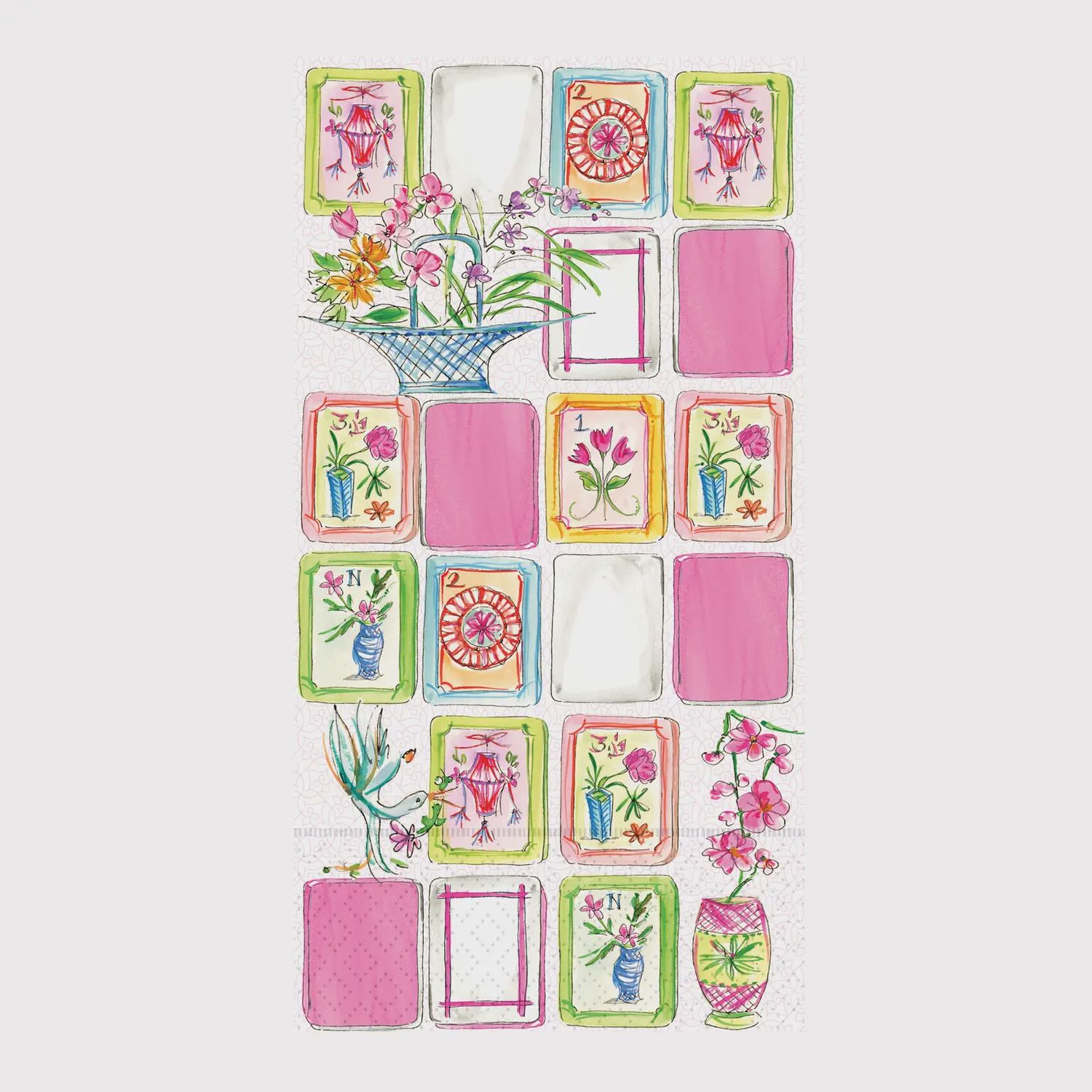 Mahjong Pink Guest Towels
