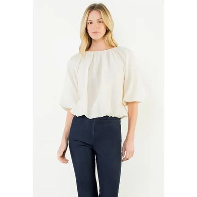 Short Sleeve Balloon Hem Blouse