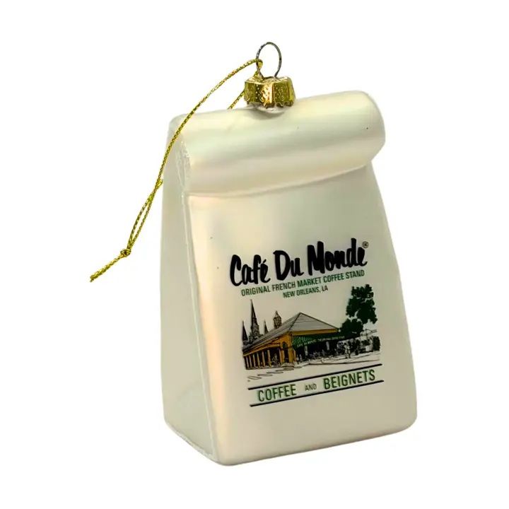 Café Du Monde To-Go Bag Glass Ornament