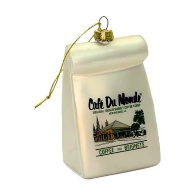 Café Du Monde To-Go Bag Glass Ornament