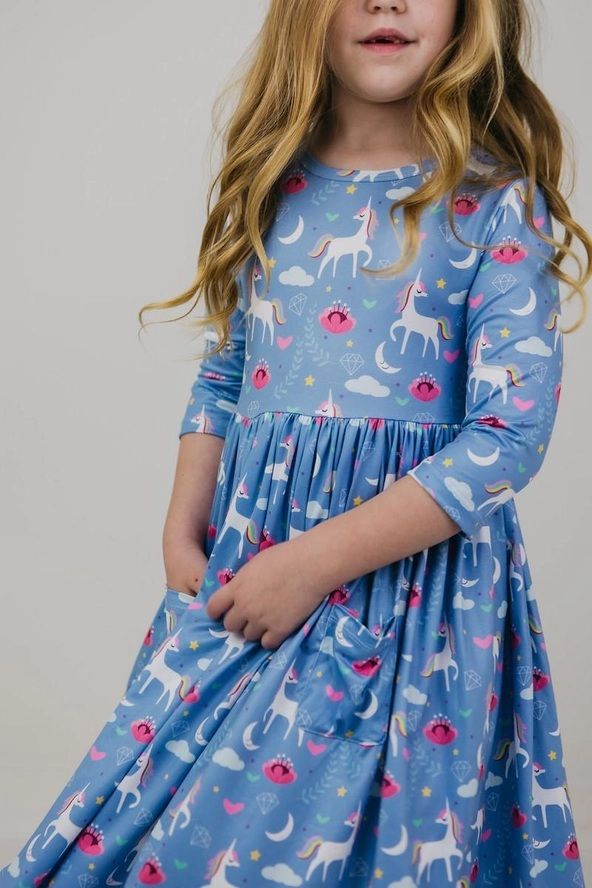 Blue Moon Pocket Twirl Dress, Size: 2T