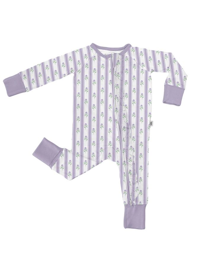 Lilac Ribbons Convertible Zip Pjs, Size: 0-3M