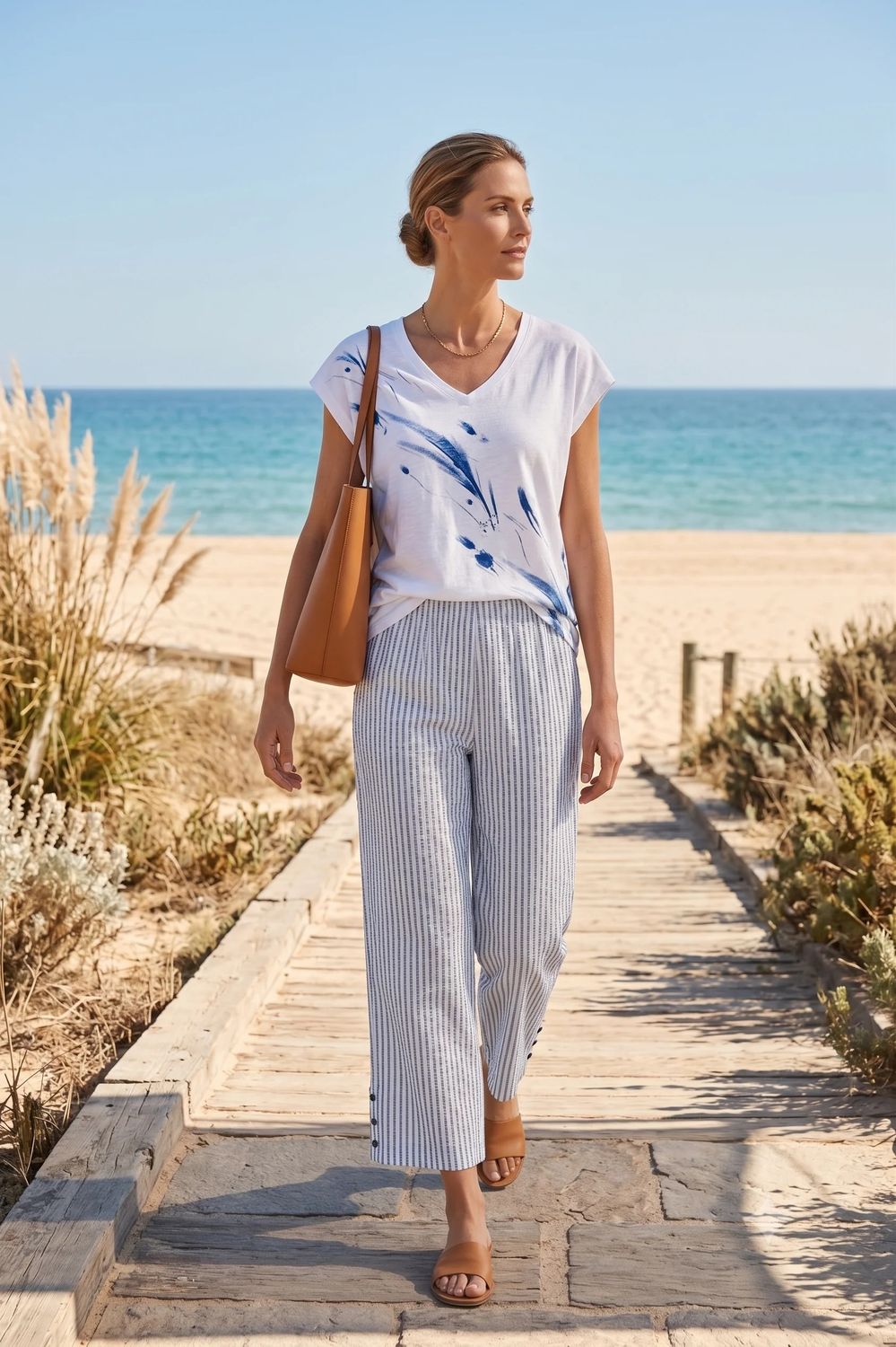 French Terry Pants, Color: White/Aster, Size: XS